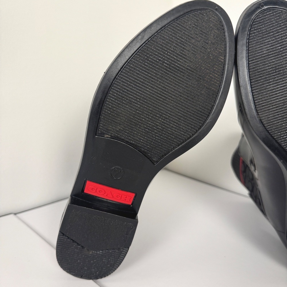 Women's Coach Rivington Rain Booties Black Rubber Boots Sz 7 Slip On - Picture 10 of 15